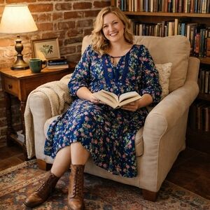 Old Navy Boho Floral Midi Dress – XXL – Lined – Tassel Detail – Side Zip